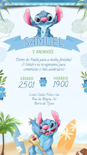Stitch Birthday Invitation – Static – Felicity Artes