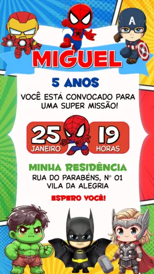 Convite Digital Vingadores Baby