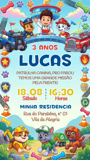 Invito di compleanno Paw Patrol – Statico – Festôu Convites