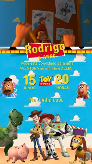 Convite Animado Toy Story: Vídeo de Aniversário para Editar