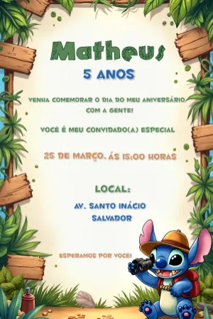 Invitación de cumpleaños Stitch – Estático – CollorGraph Convites