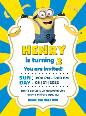 Editable Minions Birthday Invitation Template