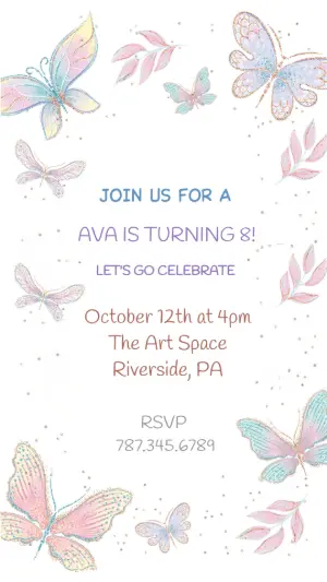 Watercolor Butterfly Birthday Invitation to Edit Online