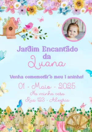 Invitación de cumpleaños Jardín encantado – Estático – Convites e Artes Digitais