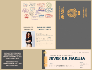Convite de Aniversário Editável Tema Passaporte de Viagem com foto