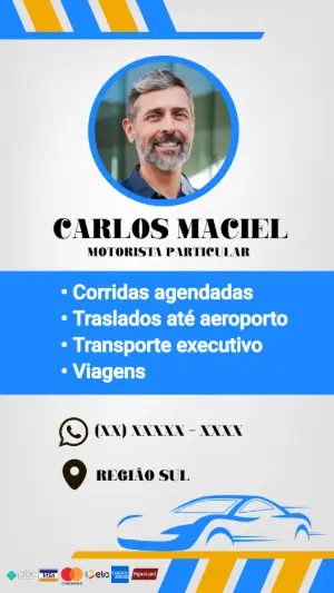 Cartão de Visita Motorista Particular com Foto para Editar Online