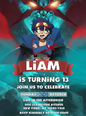 Tengen Toppa Gurren Anime Birthday Invitation | Editable Digital Template