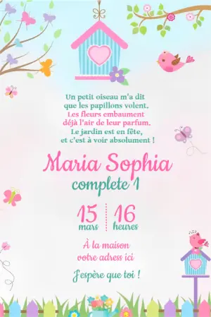 Invitation Anniversaire Jardin Enchanté Modèle Éditable