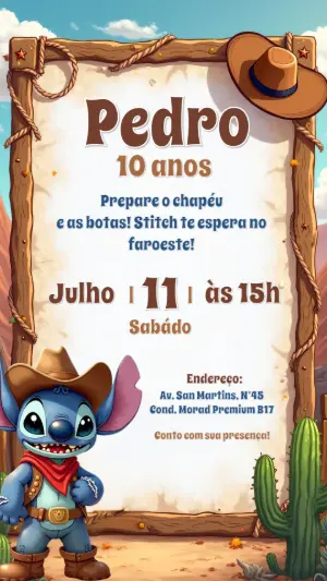 Invitación de cumpleaños Stitch – Estático – CollorGraph Convites