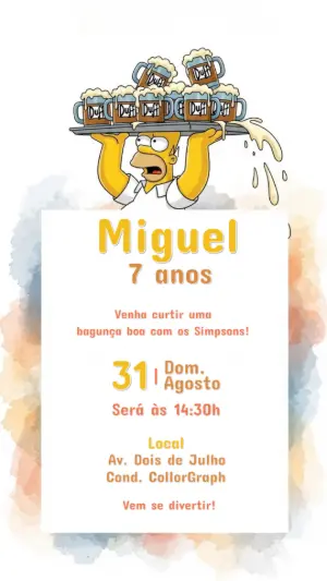 Convite Os Simpsons Homer Equilibrando Cervejas para Editar