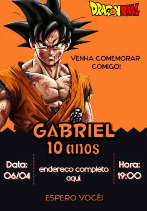 Convite de Aniversário Dragon Ball Z com Goku para Editar Online