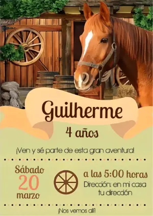 Invitación de Cumpleaños Vaquero con Caballo para Editar