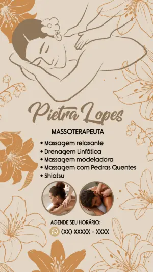 Cartão de Visita Massagista Floral para Editar Online