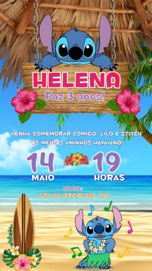 Invitación de cumpleaños Stitch – Estático – Felicity Artes