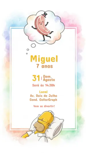 Convite de Aniversário Os Simpsons Homer para Editar Online