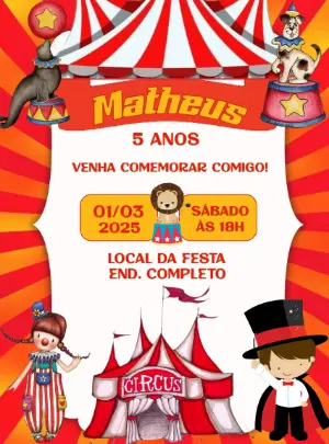 Circus Birthday Invitation – Static – Decore Arte