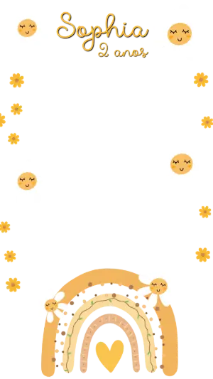 Moldura para Stories Margaridas e Arco-íris Boho Editável