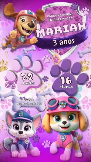 Invito di compleanno Paw Patrol – Statico – Felicity Artes