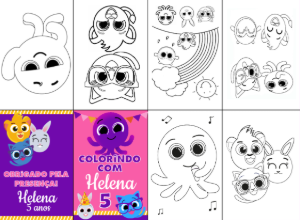Livrinho de Colorir Bolofofos Rosa para Editar e Imprimir