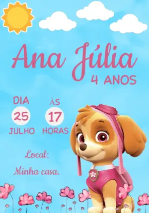 Invito di compleanno Paw Patrol – Statico – Priscila