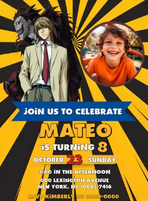 Jujutsu Kaisen Birthday Invitation Editable Digital Template with photo