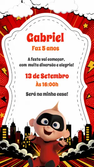 Convite de Aniversário Os Incríveis Zezé Editável
