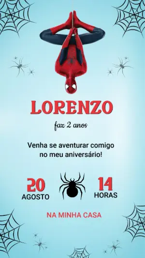 Convite de Aniversário Homem-Aranha para editar online