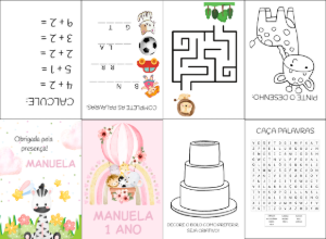 Mini Livro de Atividades Safari Rosa para Editar Online