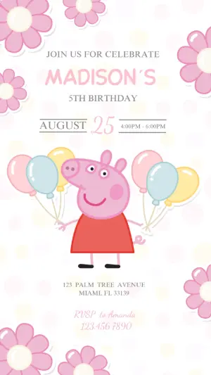 Editable Peppa Pig Birthday Invitation Template