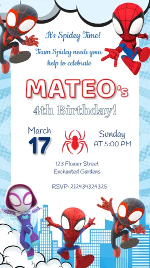 Spidey and Friends Birthday Invitation Editable Template