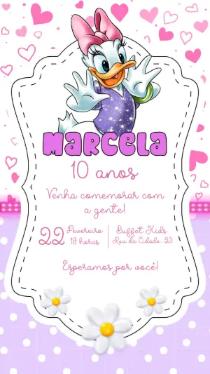 Convite de Aniversário da Margarida para Editar Online