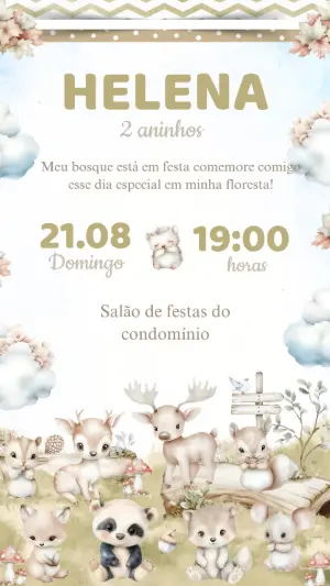 Animals Birthday Invitation – Static – Arte Coelho Digital