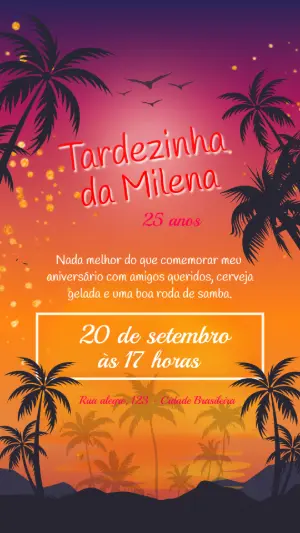 Convite Digital Aniversário Tardezinha Tropical para Editar