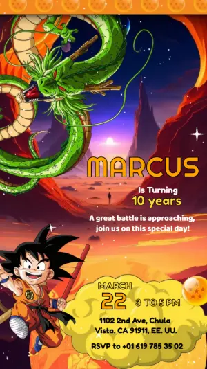 Animated Dragon Ball Z Birthday Invitation | Editable Video