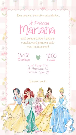 Invitación de cumpleaños Princesas – Estático – Felicity Artes