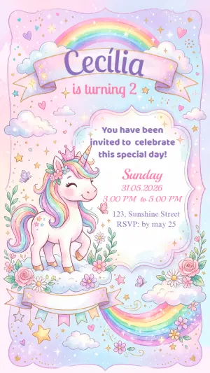 Magical Unicorn Birthday Invitation | Editable Template