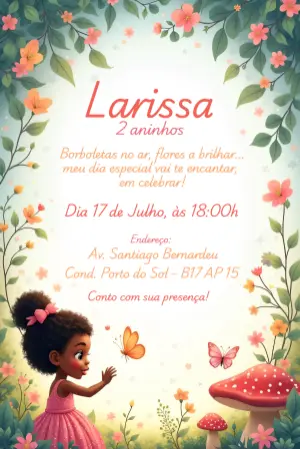 Invitación de cumpleaños Jardín encantado – Estático – Gisele