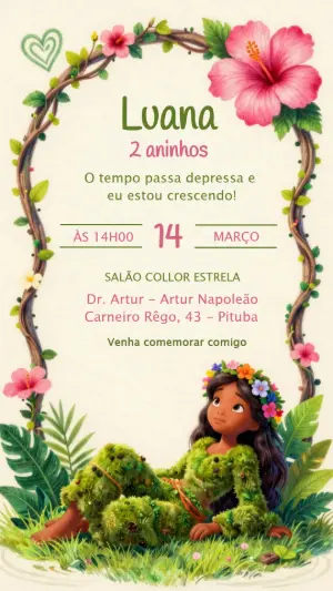 Convite de Aniversário Infantil Tema Natureza Editável