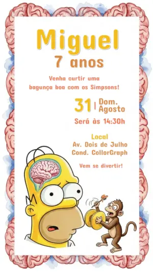 Convite de Aniversário Os Simpsons com Homer para Editar Online