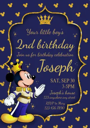Prince Mickey Royal Birthday Invitation | Editable Template