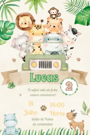 Safari Birthday Invitation – Static – Borja designer