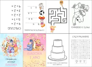 Mini Livro de Atividades Ursinho Pooh para Editar Online