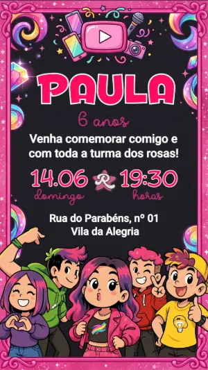 Convite Aniversário Emily Vick Dos Rosa para Editar