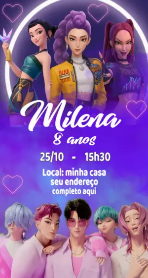 Invitation d'anniversaire KPop Demon Hunters – Statique – Fernando Martins