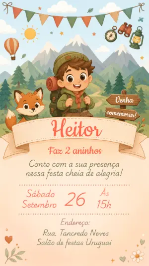 Convite de Aniversário Acampamento no Bosque para Editar