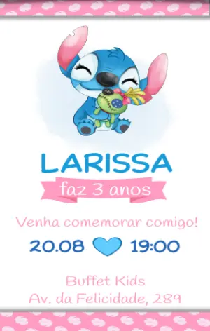 Invitación de cumpleaños Stitch – Estático – Convites Personalizados