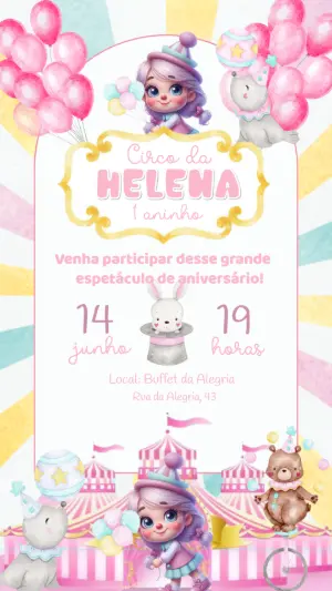 Invitation d'anniversaire Cirque – Statique – Felicity Artes