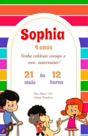 Convite de Aniversário Três Palavrinhas para Editar
