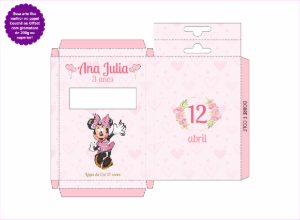 Caixa Lápis de Cor Minnie Rosa Aniversário para Editar Online