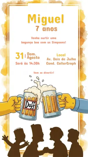 Convite de Aniversário Os Simpsons com Homer para Editar
